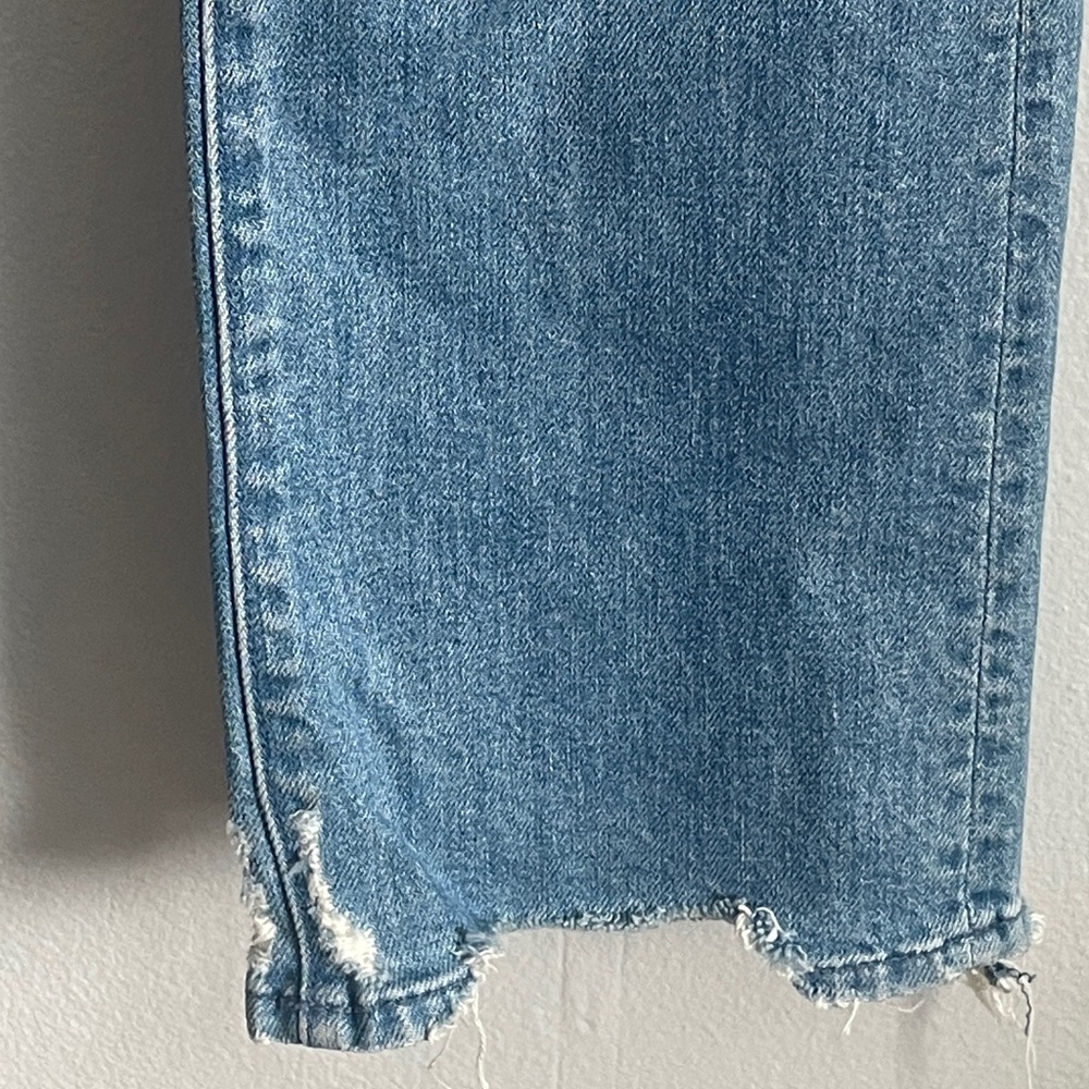 MOTHER The Insider Distressed Light Blue Straight-Leg Jeans Size 25 - Picture 6 of 15